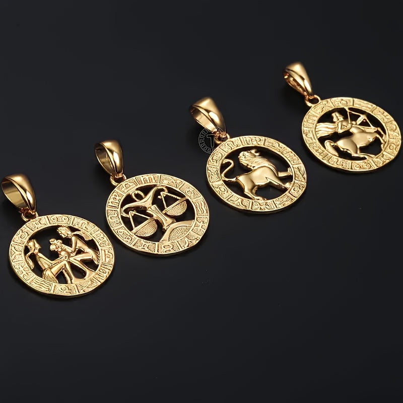 Women'S Men'S Pendant Necklaces 12 Horoscope Zodiac Sign Golden Aries Cancer Scorpio Aquarius Taurus Leo Gemini Virgo Libra Sagittarius Capricorn Pisces 12 Constellations Jewelry Gifts Perfect Birthday Christmas Valentine'S D
